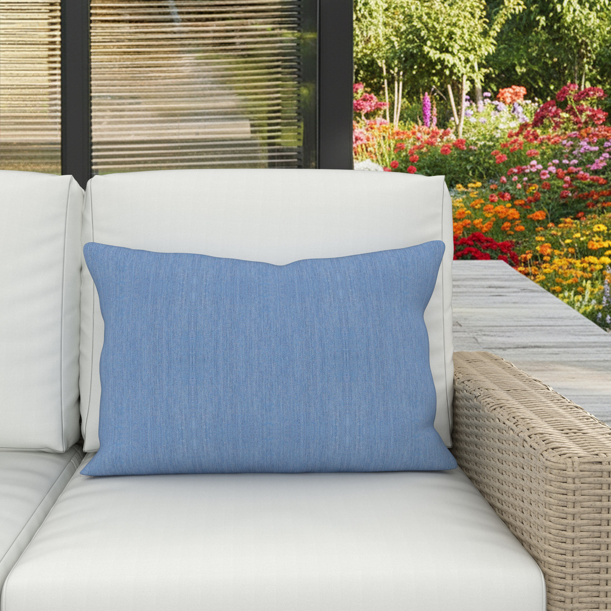 Amala Outdoor/Indoor Kidney Pillow, Cast Ocean