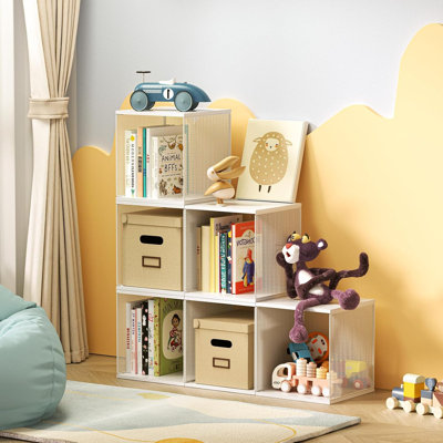 Étagère à livres à 2 cubes, modulable et empilable, idéale pour une chambre d'enfant, un salon ou une petite bibliothèque. Couleur : blanc.