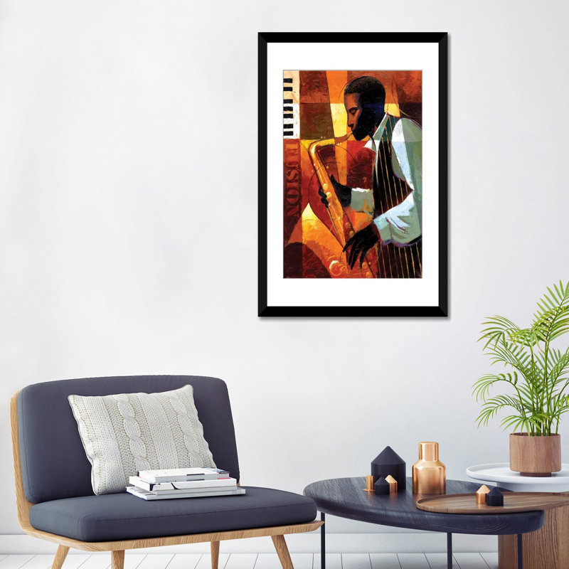 « fusion » par keith mallett, reproduction d’art sur toile, H 32 po x l 24 po x P 1 po, Papier d'art encadré noir, Blanc