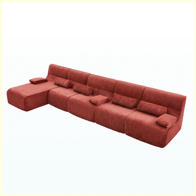 161.8" Oversized Boneless L-Shaped Sectional Sofa, Cozy Living Room Couch for Large Home, Apartment, Office, Red