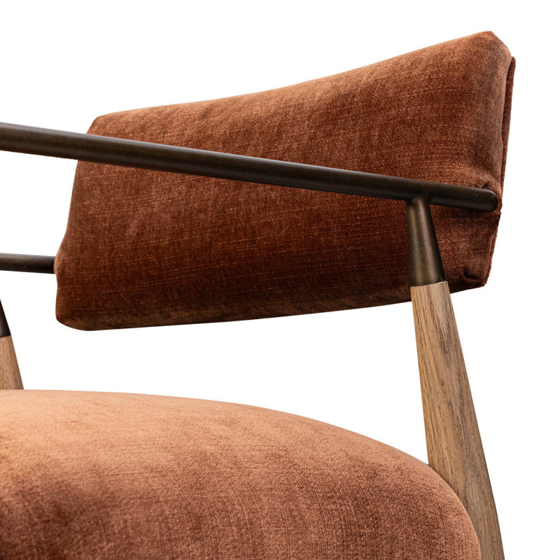 Waldon Stool, Counter Stool (27.68" Seat Height), Altair Sienna/Polyester, Drifted Oak/Brushed Brass