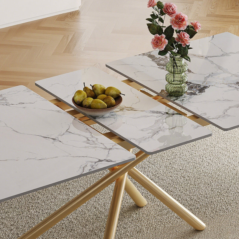 Expandable Dining Table With Leaf And With 8 Chairs For Small Apartments, Kitchen