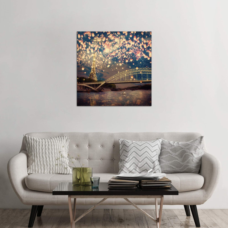 Love Wish: Lanterns Over Paris by Paula Belle Flores - Wrapped Canvas Print, 66.04 cm H x 66.04 cm W x 3.175 cm D
