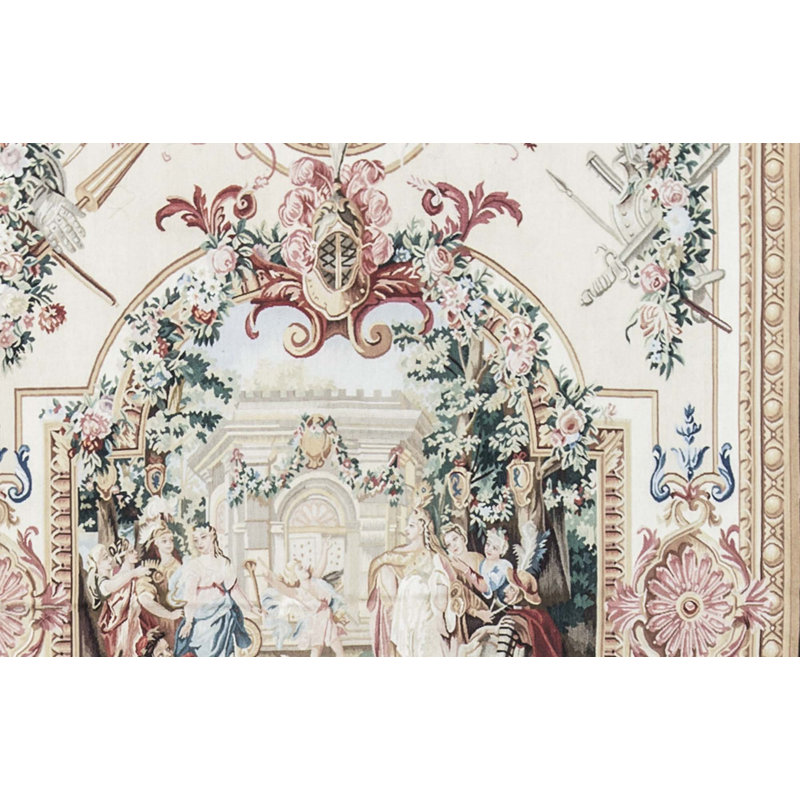 Hand-Knotted High-Quality Beige and Red Area Rug