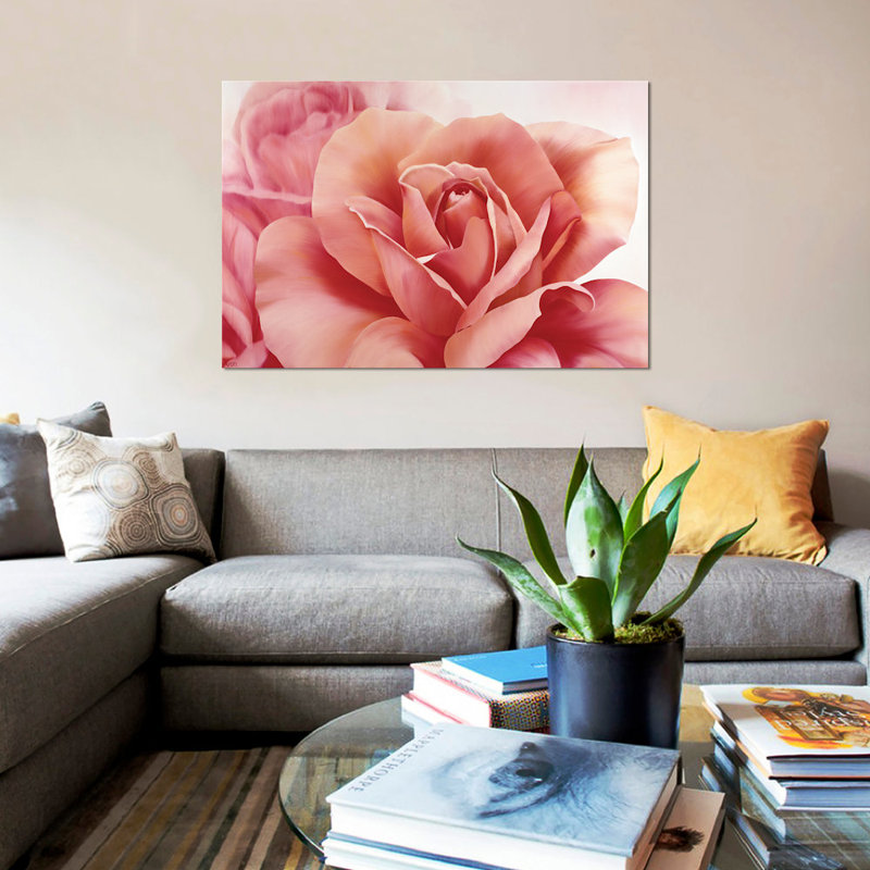 «Pink Rose II», impression sur toile, H 12 po x l 18 po x P 1,5 po, Pas de tapis, Toile tendue