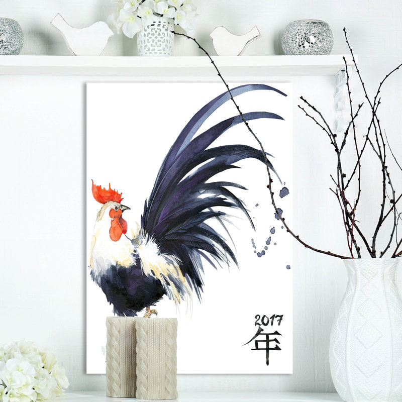 Coq - reproduction sur toile tendue, H 20 po x l 12 po x P 1po