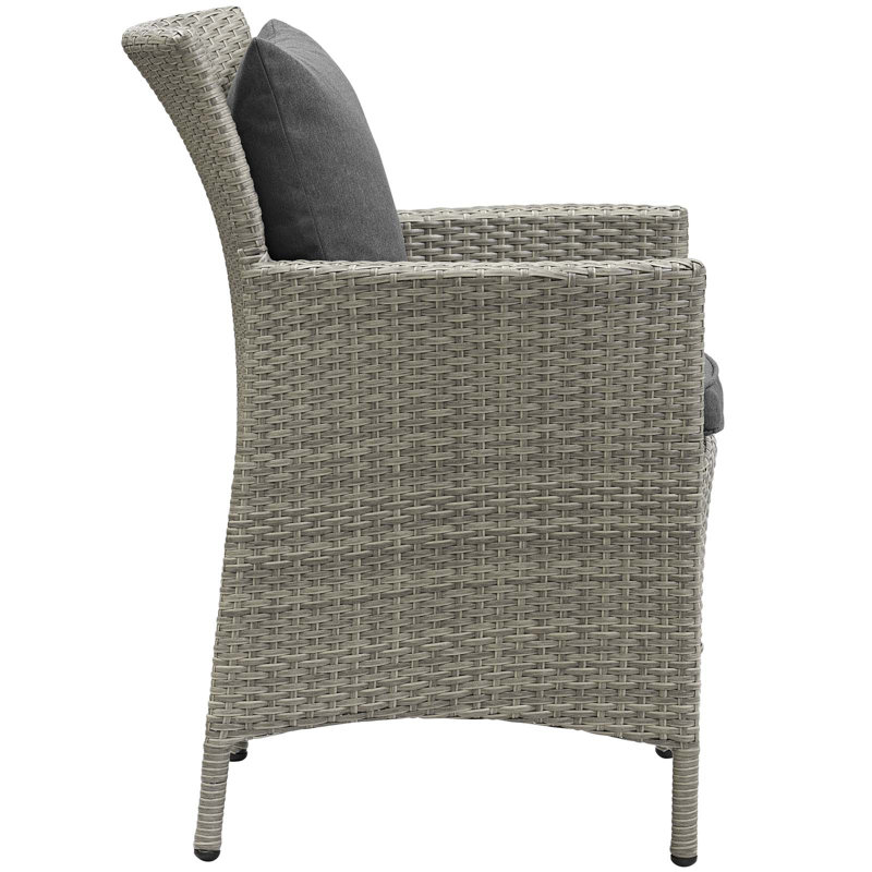 Chaise de salle à manger en rotin et osier Bocabec par Havenside Home, Turquoise, Velours gris pâle