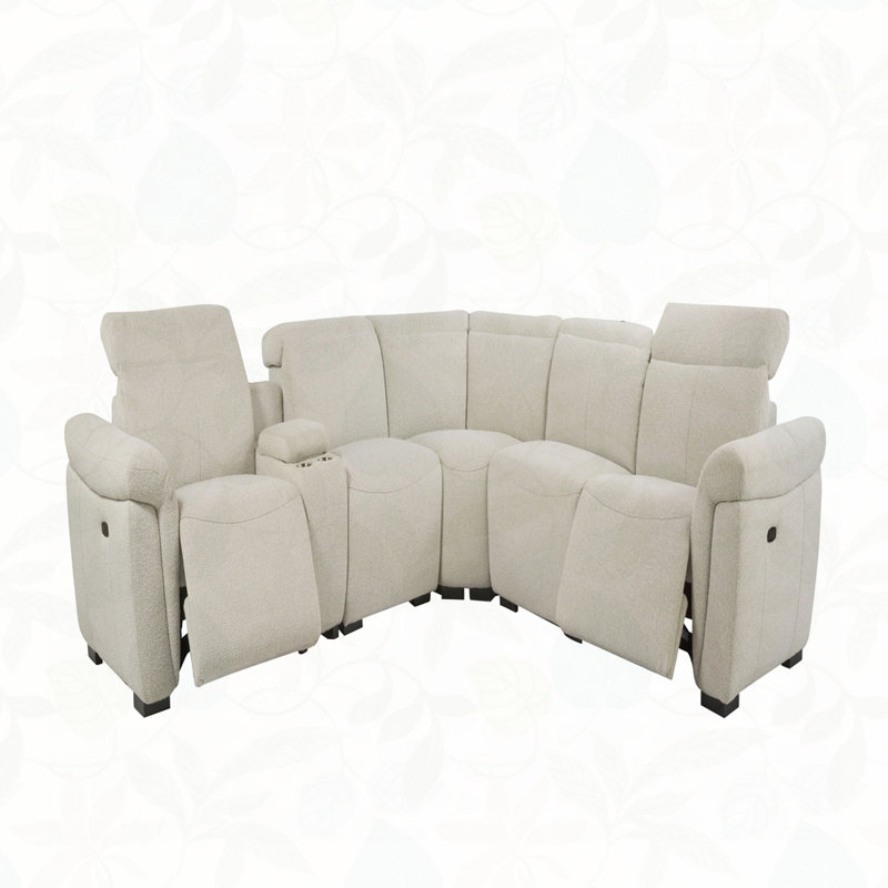 Canapé modulaire inclinable électrique pour 5 personnes Dayana Beige Boucle