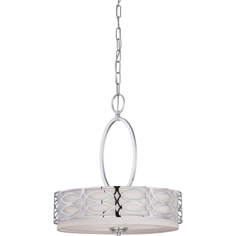 Washington Mews 3 - Light Unique/Statement Pendant, Polished Nickel, Slate Gray