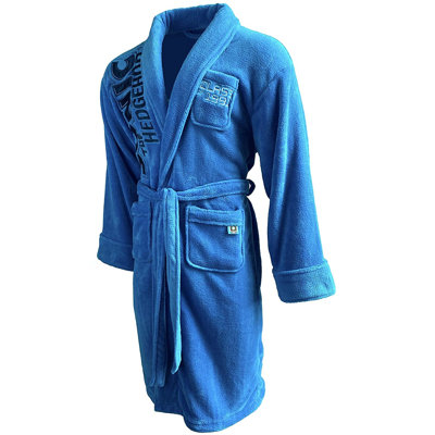 Polyester and Synthetic Fleece Mid-Calf Bathrobe with Pockets and Hood for Kids