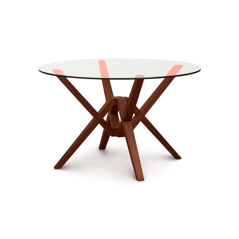 Exeter Round Glass Top Table, 30" H x 60" L x 60" W, Cognac Cherry