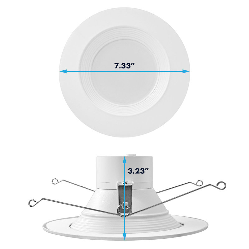 Luminaire encastré DEL Luxrite 5/6 po, 17 W = 90 W, 1 500 lumens, 5 CCT, à intensité variable, calibre humide, paquet de 16 déflecteurs