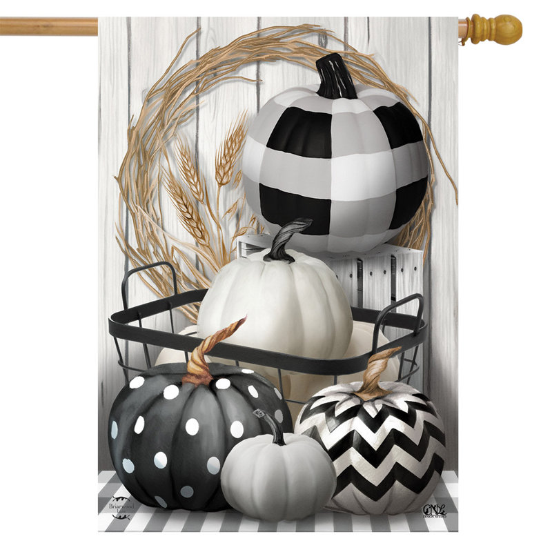 Drapeau de maison noir et blanc, Automne gris/noir/blanc
