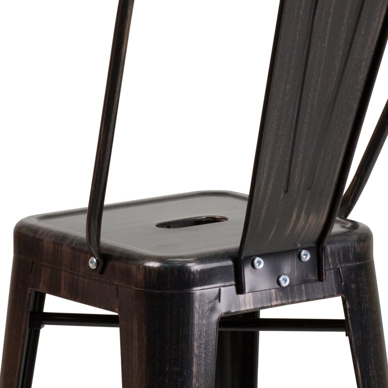 Tabouret de bar Iddings, Noir/or antique, 4, Tabouret de comptoir (siège d'une hauteur de 24 p