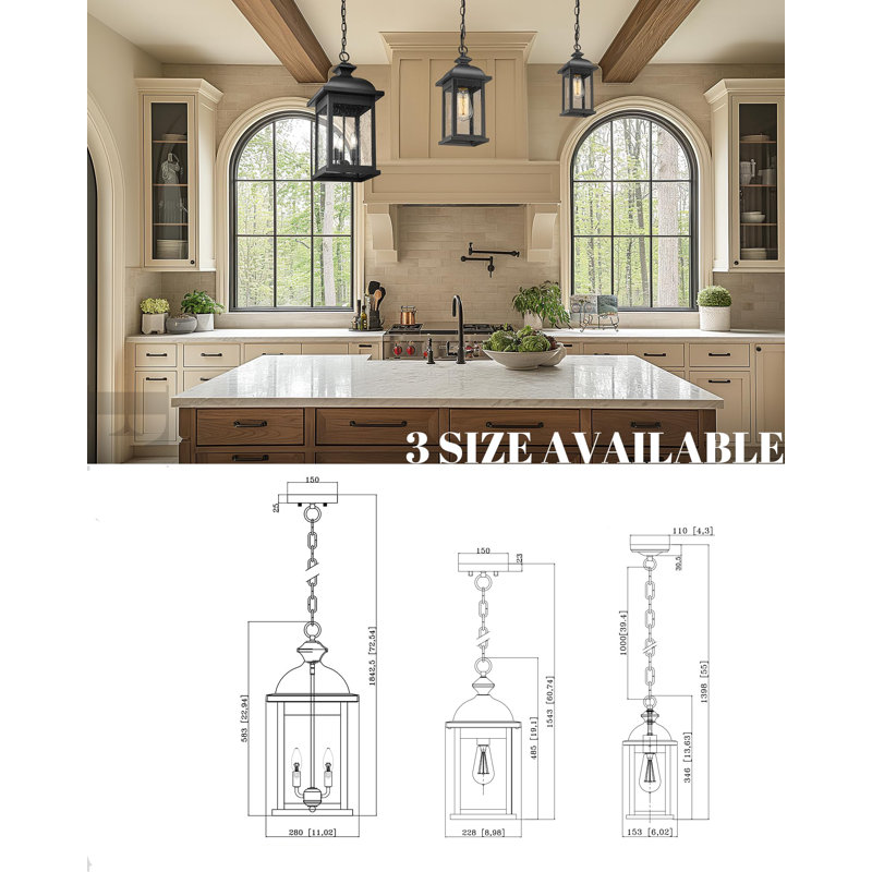 Luminaire suspendu d'extérieur 23 pouces Farmhouse