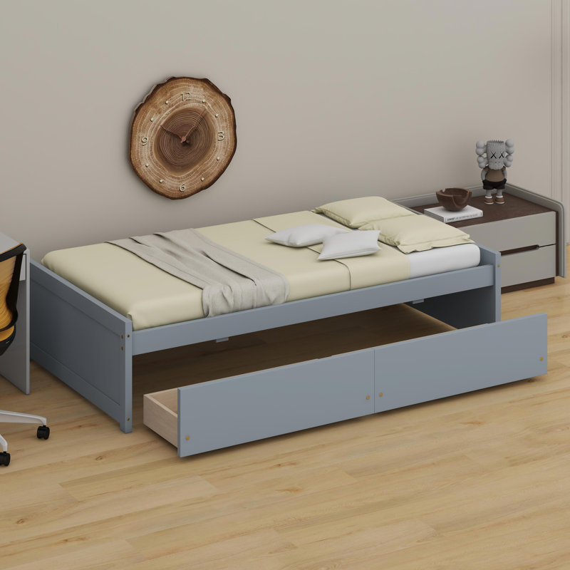 Lit de rangement fonctionnel avec rangement intégré, Gris