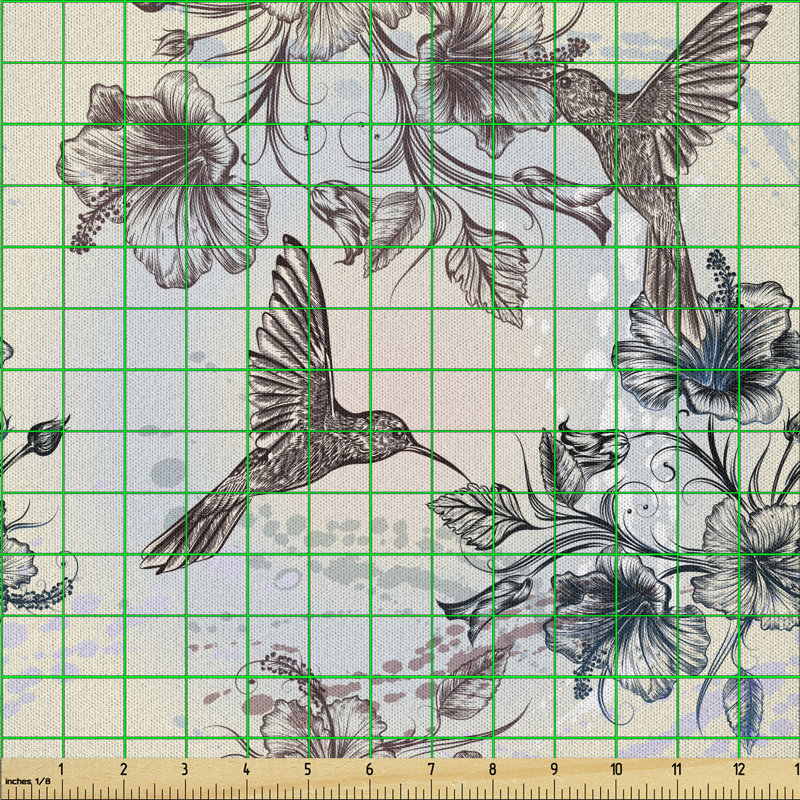 Deakin Hummingbird and Hibiscus Flowers Multi-Purpose Fabric