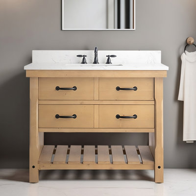 Barron 42'' Freestanding Single Bathroom Vanity with Engineered Stone Top