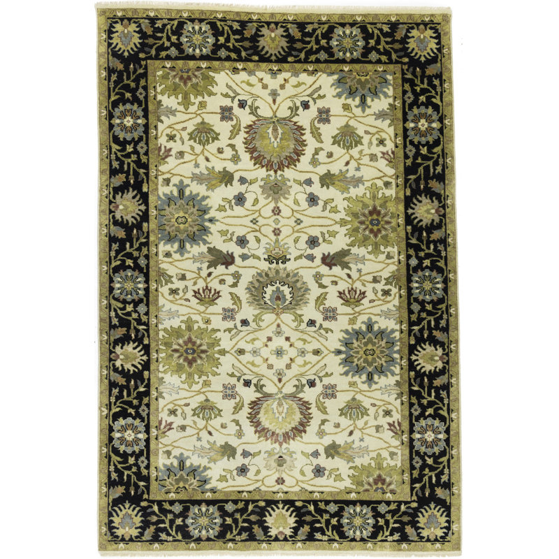 Tapis unique en laine nouvel âge 6 pi 1 po x 9 pi 1 po crème