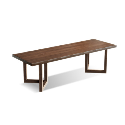 Nut-Brown Rectangular Solid Wood Dining Table