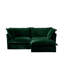 Canapé modulaire en velours côtelé vert avec repose-pieds convertible, siège en L à assise profonde avec housses amovibles lavables et coussins surdimensionnés