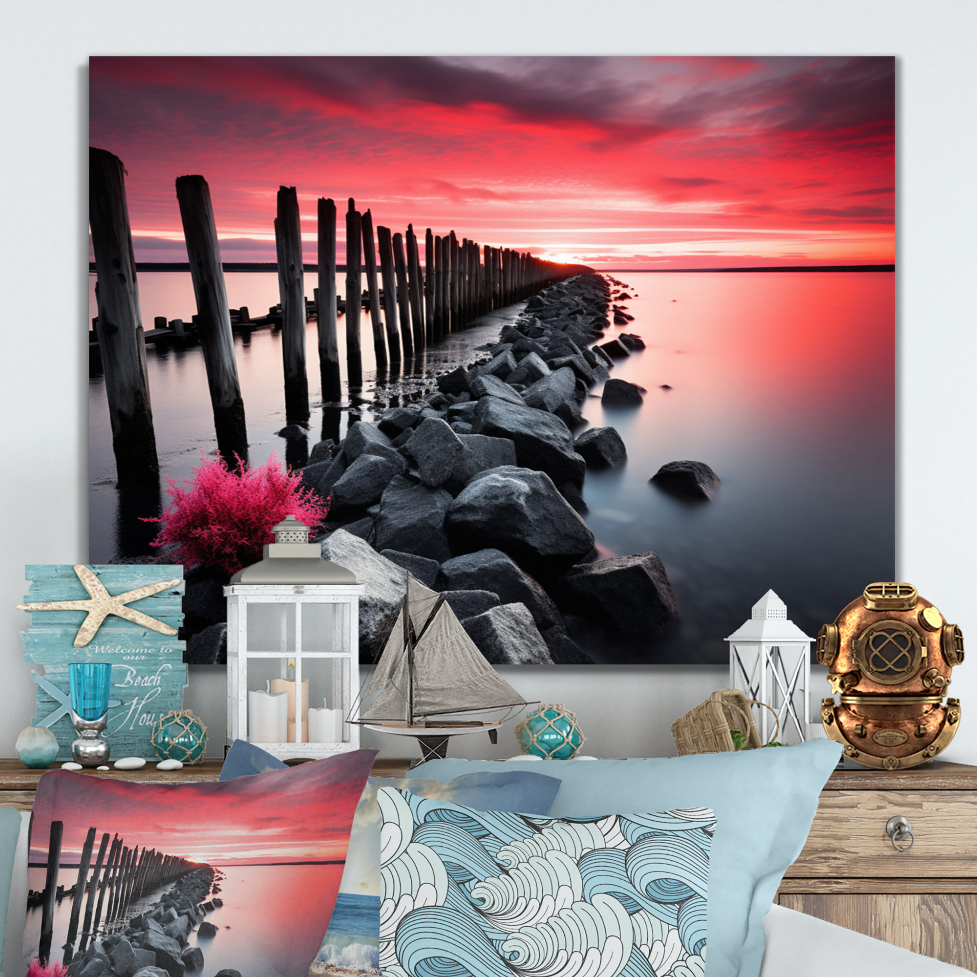 Ebern Designs Coastal Seaside Glow - Nautical & Beach Metal Wall Decor ...