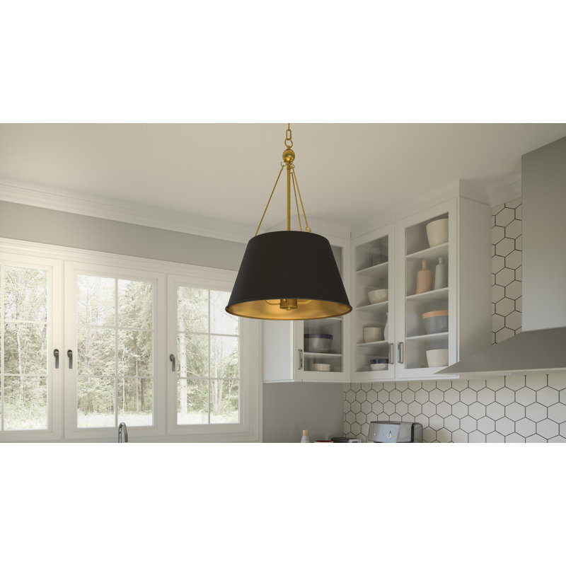 Luminaire suspendu tambour simple 4 lumières, Noir