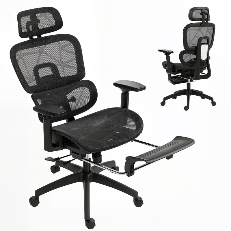 Chaise de bureau ergonomique en filet, chaise de bureau à haut dossier, Noir