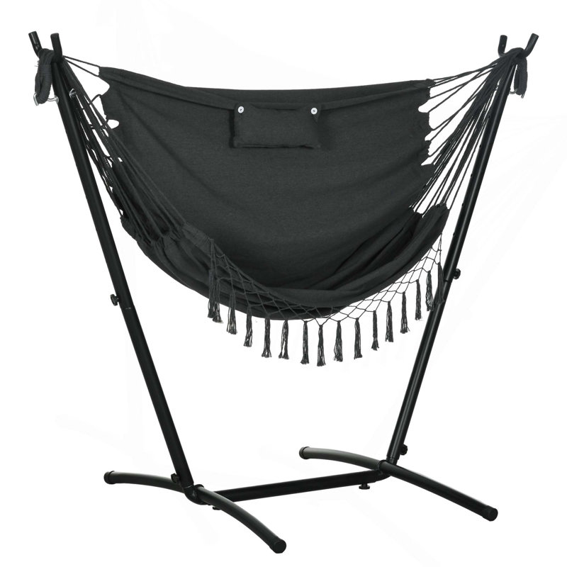 Chaise de hamac avec support Outsunny, Noir / Noir
