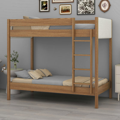 Bunk Bed Frame With Ladder, Safety Guardrails