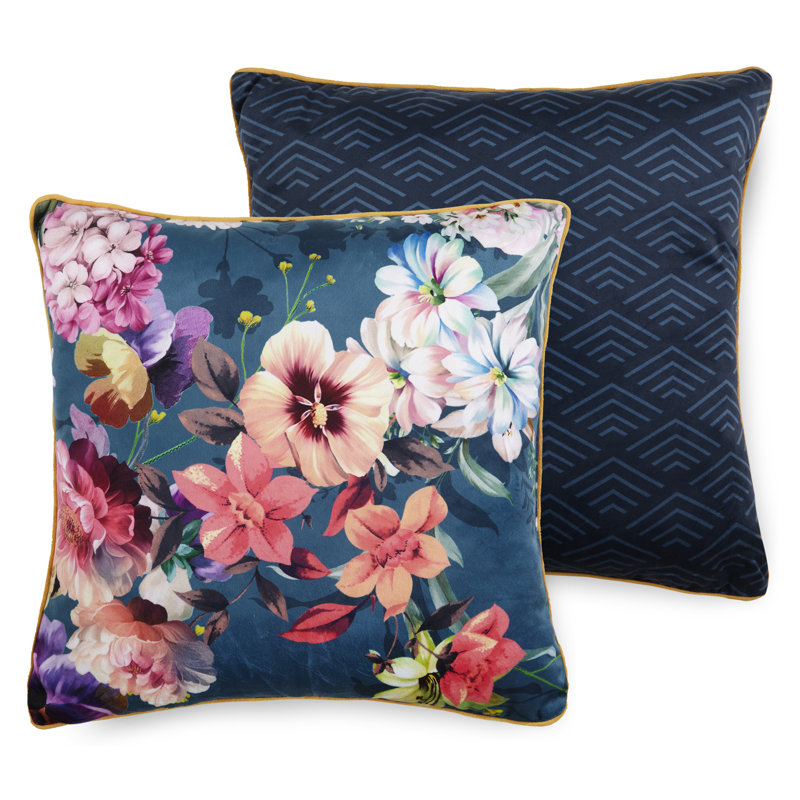 Novara Floral Square Cushion, Petrol