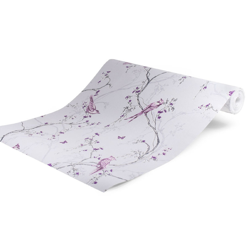 Superfresco Easy Songbird Tree Silhouette Butterfly Wallpaper, Lilac