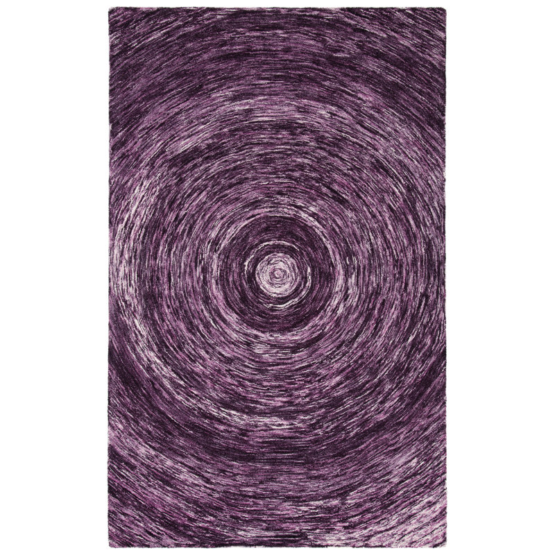 Purple Hand-Tufted Wool Ikat Area Rug 5' x 8'