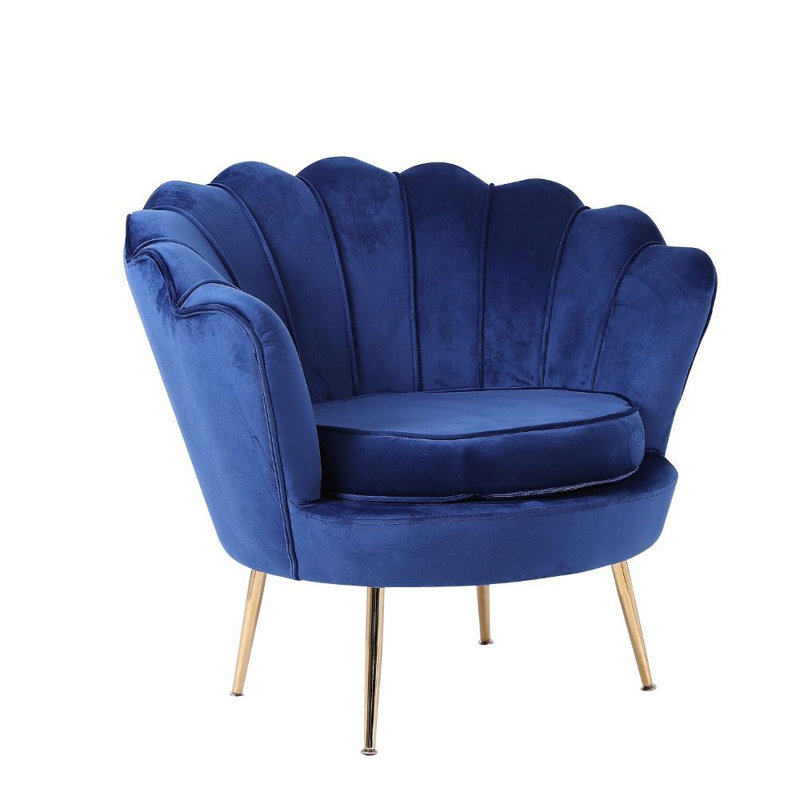 Bralon 32.5'' Wide Velvet Lounge Chair, Dark Blue Velvet