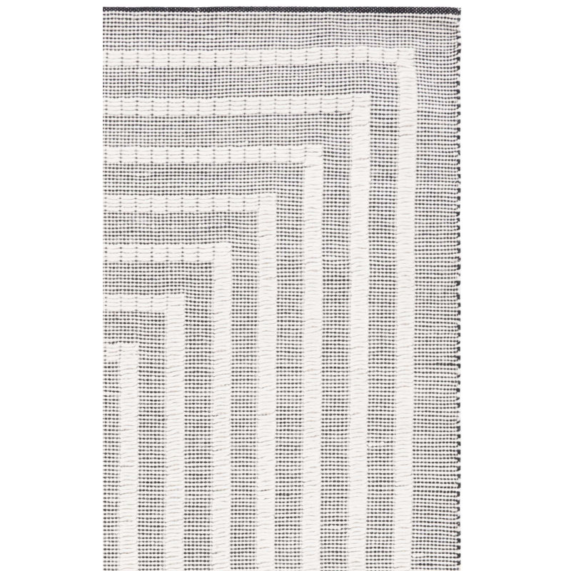 Tapis gris / blanc en laine / coton à tissage plat Natura, Rectangle 6 pi x 9 pi