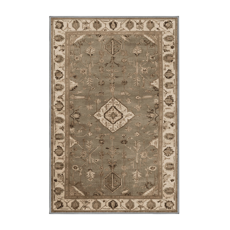 Tapis persan gris lavable à la machine, Rectangle 6 pi x 9 pi