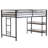Low Loft Bed Twin Size, Heavy Duty Metal Frame W/storage Shelves, Ladder & Full-length Guardrails, Ample Under-bed Space, Kids Loft Bed With Stairs For Boys Girls Junior, No Box Spring Needed,black