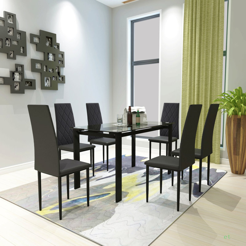 Ensemble de table de salle à manger 7 pièces, table et chaise