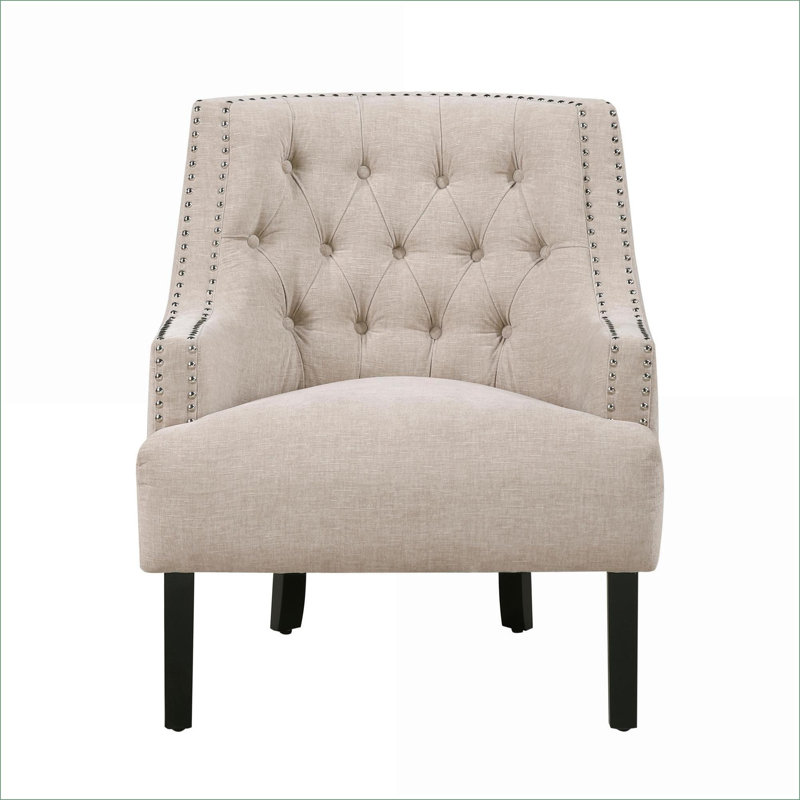 Chaise d'appoint moderne capitonnée à boutons, revêtement de salon en bois massif de chenille pour adultes
