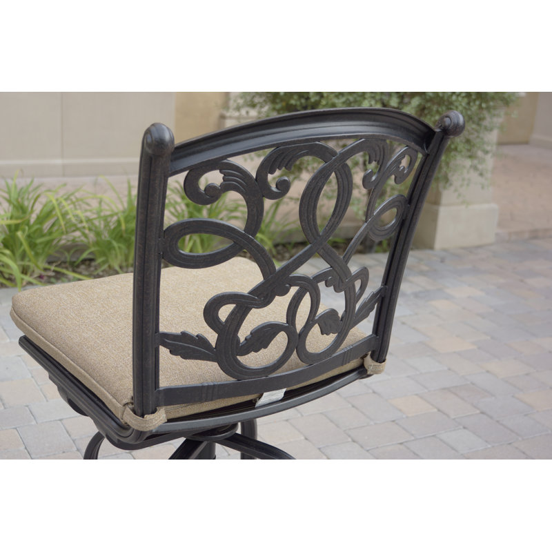 Byrge 5-Piece Patio Counter Height Armless Bar Set with Cushions and 26 x 52" Rectangular Bar Table