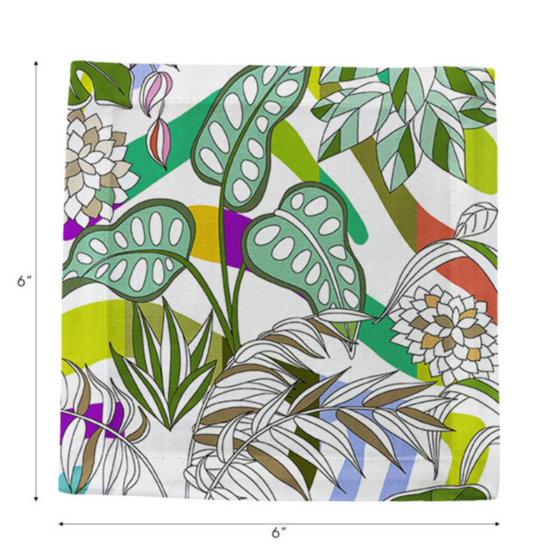 Sabi Jungle Cotton Sateen Cocktail Napkins, Natural