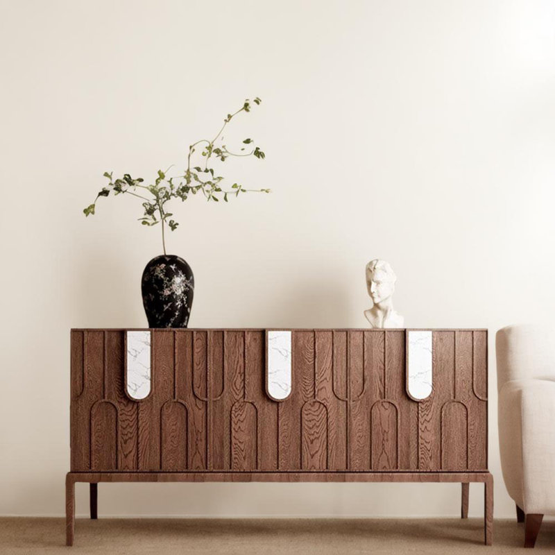 Buffet de style médiéval 47,24 po, Noyer, H 35,43 po x l 47,24 po x P 15,74 po