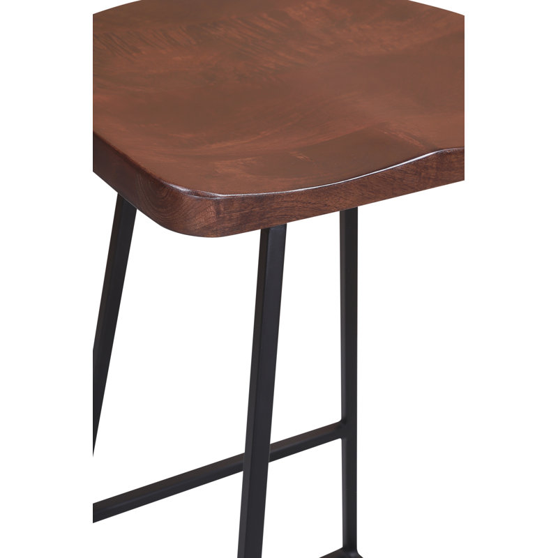 Tabouret de bar 17 po en bois massif 17 étages Evis, blanc, Tabouret de comptoir (siège d'une hauteur de 24 p, Brun