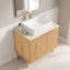 Meuble-lavabo moderne autoportant 30 po naturel avec lavabo rectangulaire en céramique, comptoir en pierre frittée à motif de travertin Roma, armoire de rangement avec 2 portes (sans robinet)-132694551