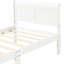 Lit simple en bois massif avec tête de lit et plateforme blanche