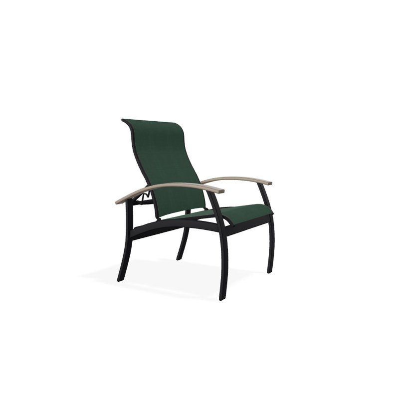 Chaise de patio Askar, Désert, Vert forêt 22D Sunbrella® vert, Noir texturé