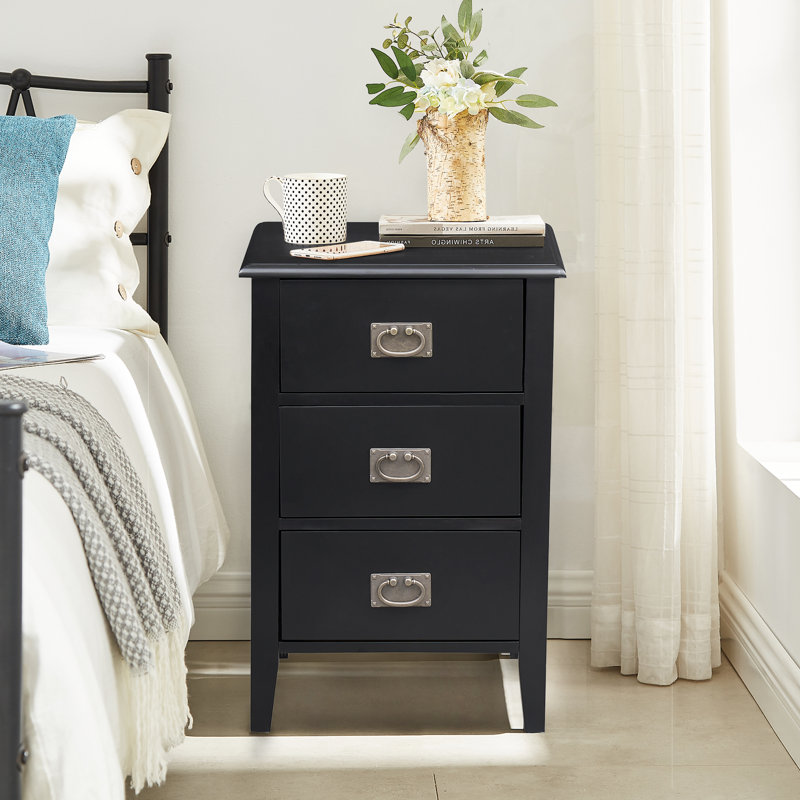 Miramontes 11.8'' W Nightstand, Black, Set of 2