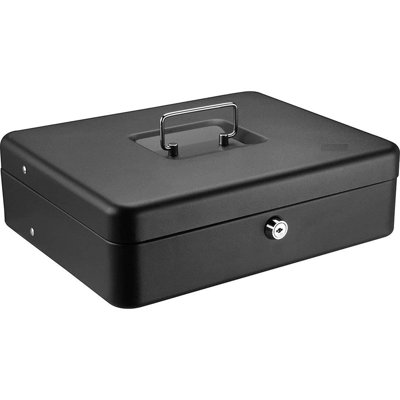 Portable Safe Box with Carrying Handle, Money Saving Box with Cash Tray and Key Lock, 0.21 Cubic Feet