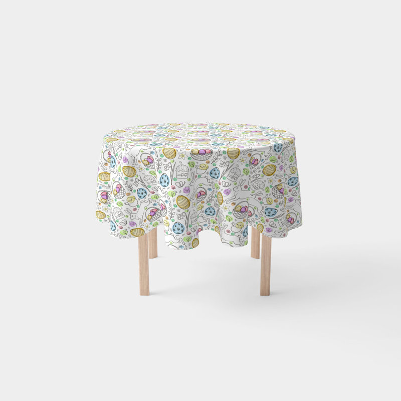 Barker Geometric Round Easter Tablecloth, 84" x 84"