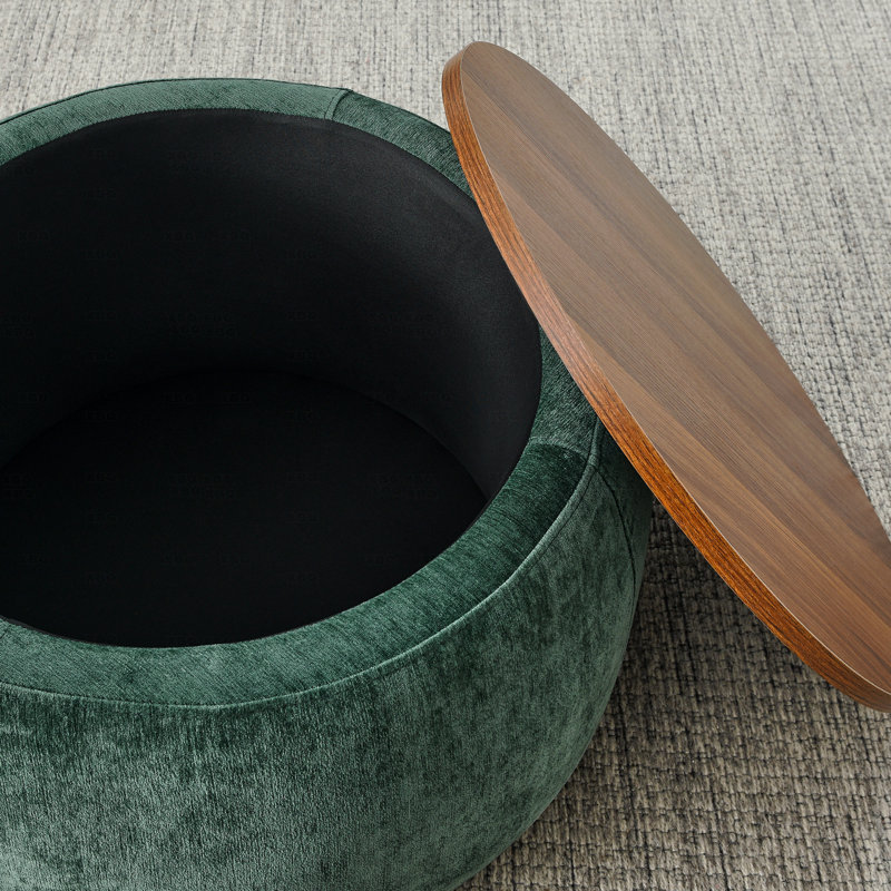 Repose-pieds de rangement rond en forme de table de bout et de repose-pieds 2 en 1, Vert